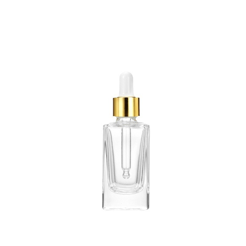 Picture of in stock Essence Bottle Wholesale 15ml30ml Rubber Head Dropper Transparent Empty Glass Bottle Square Screw Empty Bottle