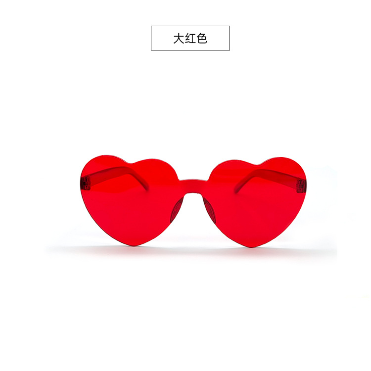 Picture of New love sunglasses jelly color frameless heart-shaped conjoined glasses dazzling color heart sunglasses