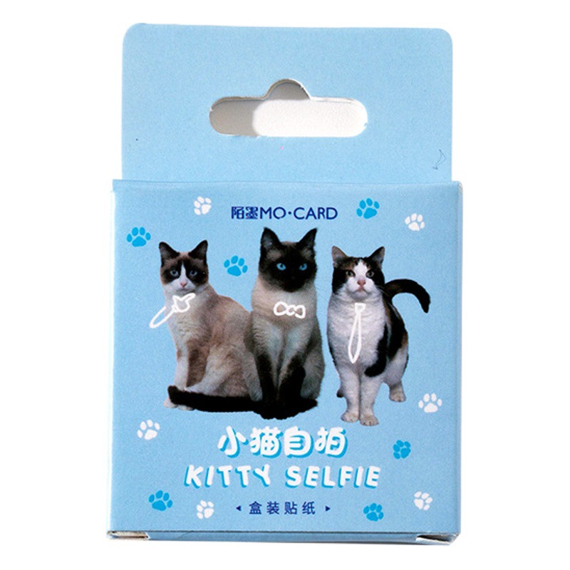 Mo Mo Mo kitten selfie boxed stickers cartoon cute cat diy Journal phone case decorative sealing collage