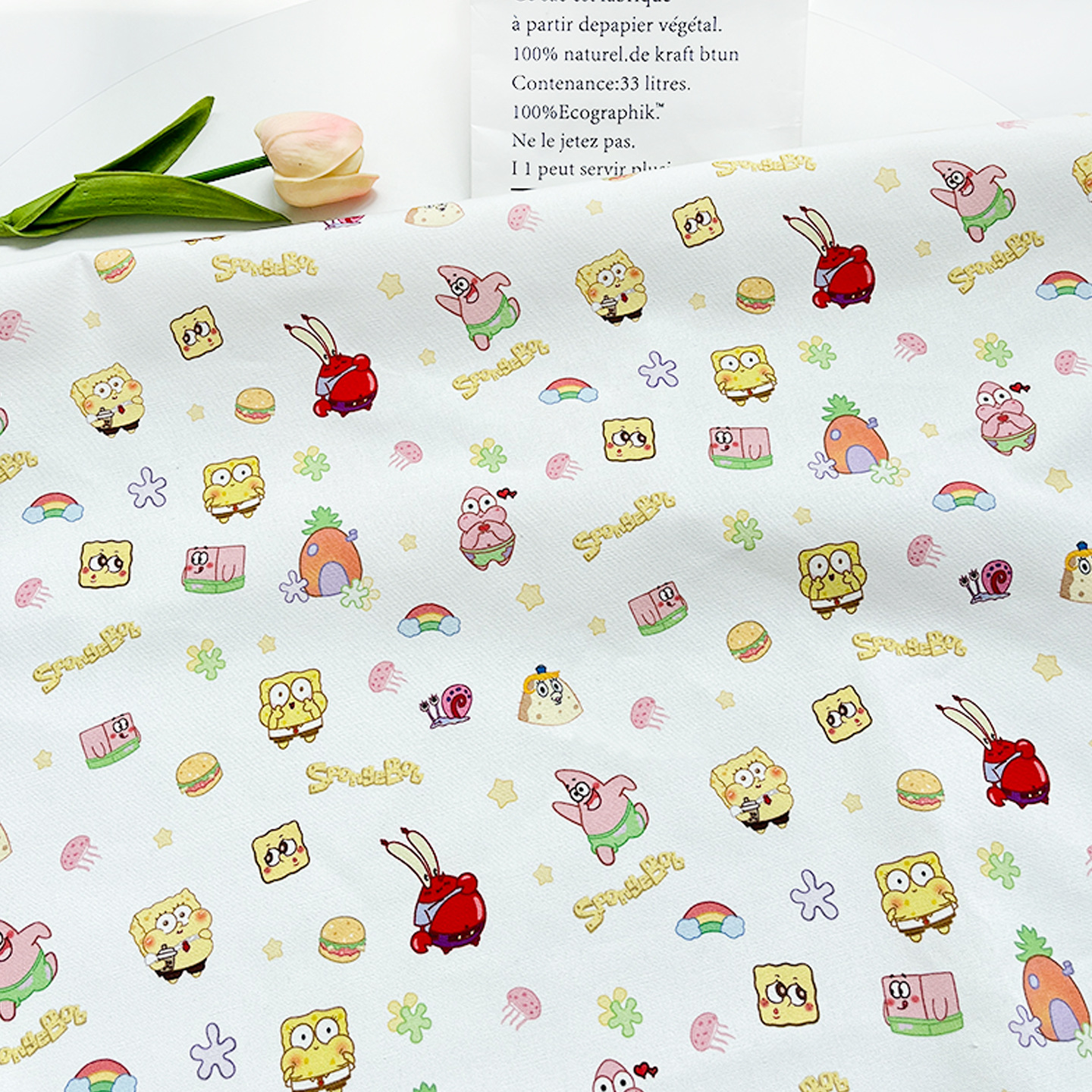 All-Cotton Canvas Spongebob Bag Jacket Vest Handmade DIY Fabric 1.5m Width 1.0m Price