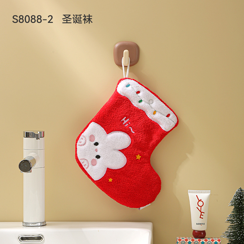 Picture of Hanging thickened baking cartoon children's hand towel absorbent coral fleece small square towel kitchen bathroom dual-use