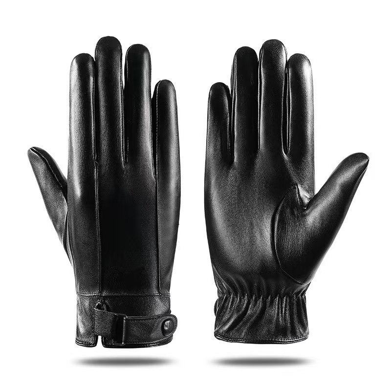 New PU gloves for men and women, autumn/winter cycling, business casual Korean version, washable leather PU touchscreen thermal gloves, cross-border