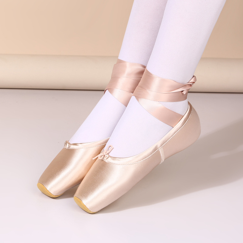 Adult Ballet Dance Shoes Women's Pointe Shoes Practice Shoes Children's Dance Shoes Satin Tie Girls' Flat Ballet Shoes