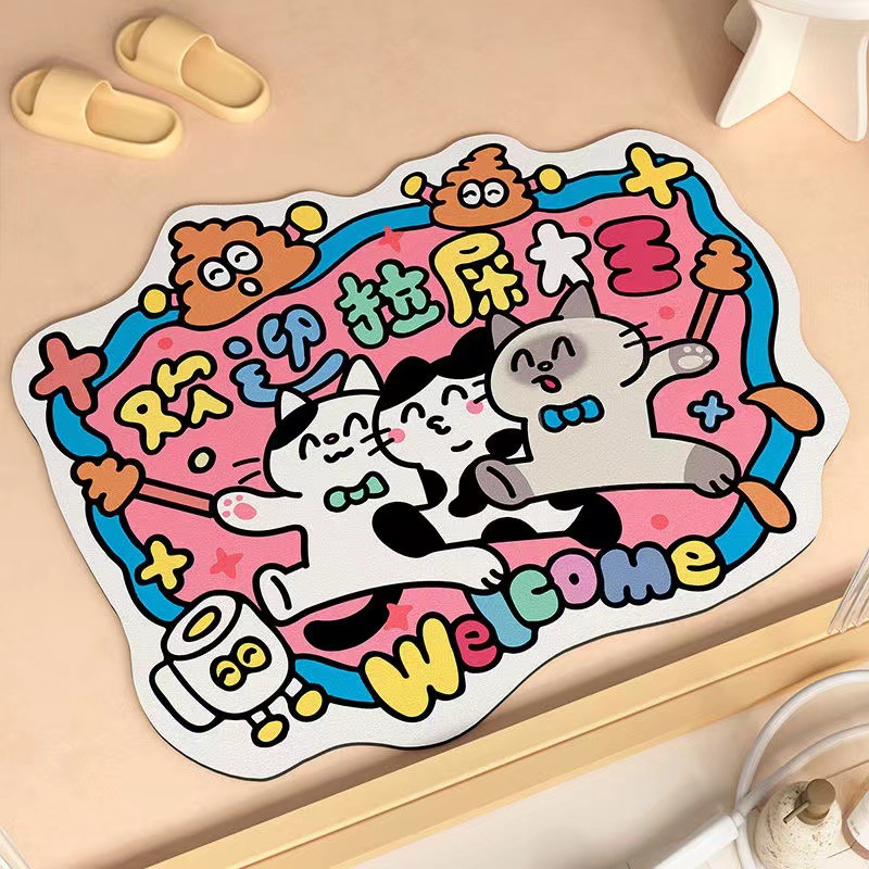 Picture of Diatom Mud Absorbent Floor Mat Cartoon Fun Toilet Bathroom Door Non-Slip Anti-Drop-Resistant Household Special-Shaped Foot Mat