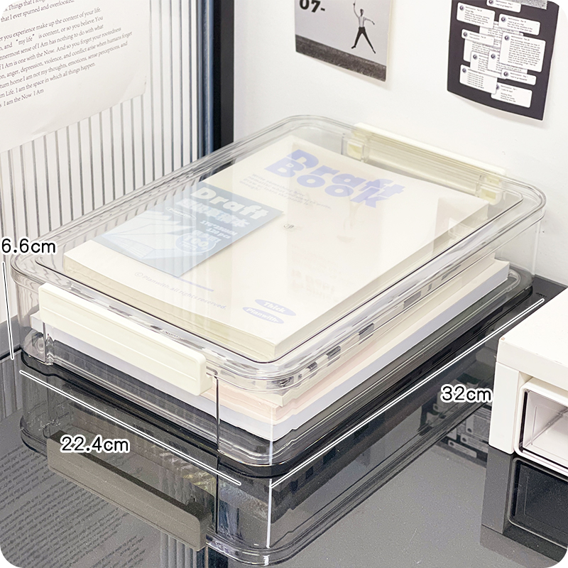 Picture of Office storage box transparent desktop rack station box data a4 paper file box acrylic
