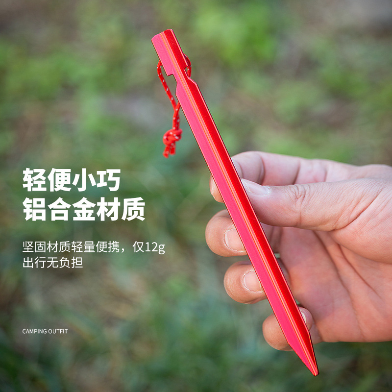 Picture of Outdoor Aluminum Alloy Triangular Ground Nail Hammer Ultra Light Tent Windproof Rope Canopy Rope Fixed Ground Cloth Camp Nail Set