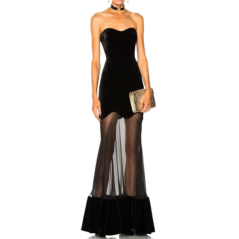Evening Dress New Style European and American Banquet Noble and Elegant Host Dress Women's Long Evening Dress Party Dress