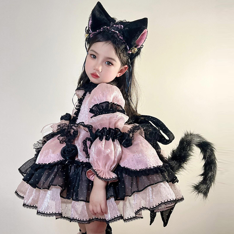 Girls Cute Cat Secondary Princess Dress Halloween Costume Children Luna Cat Lolita dress