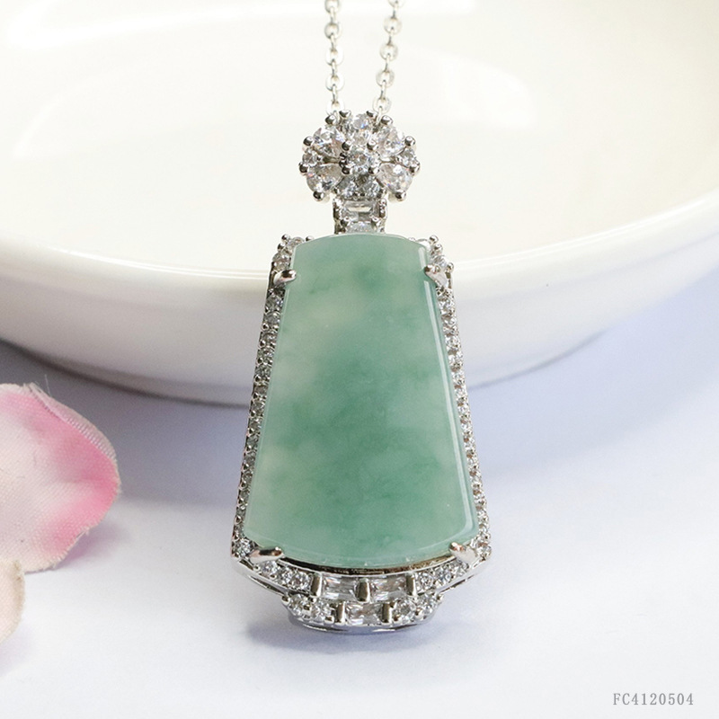 Xinyu Natural A Jade No Incident Brand Blue Water Jade Pendant Necklace Jewelry Live FC4120504