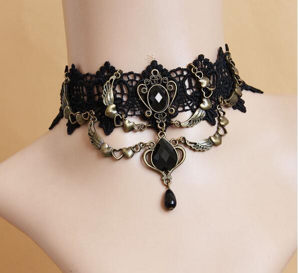 Picture of Cross Border Accessories Women's Neck Strap Court Gothic Spice Girl Neck Chain Lace Necklace Choker Clavicle Chain Collar Collar Vintage