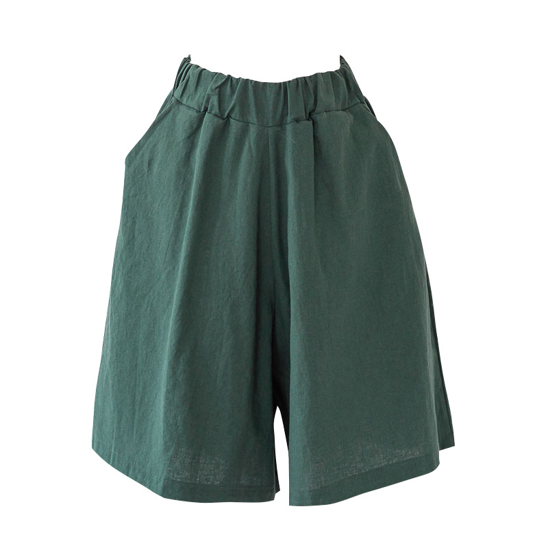Picture of Five-Point Pants for Women Summer Cotton and Linen Large Size Loose Mid-Pants Linen Wide-Leg Shorts Women's Casual Straight Draped Thin Pants