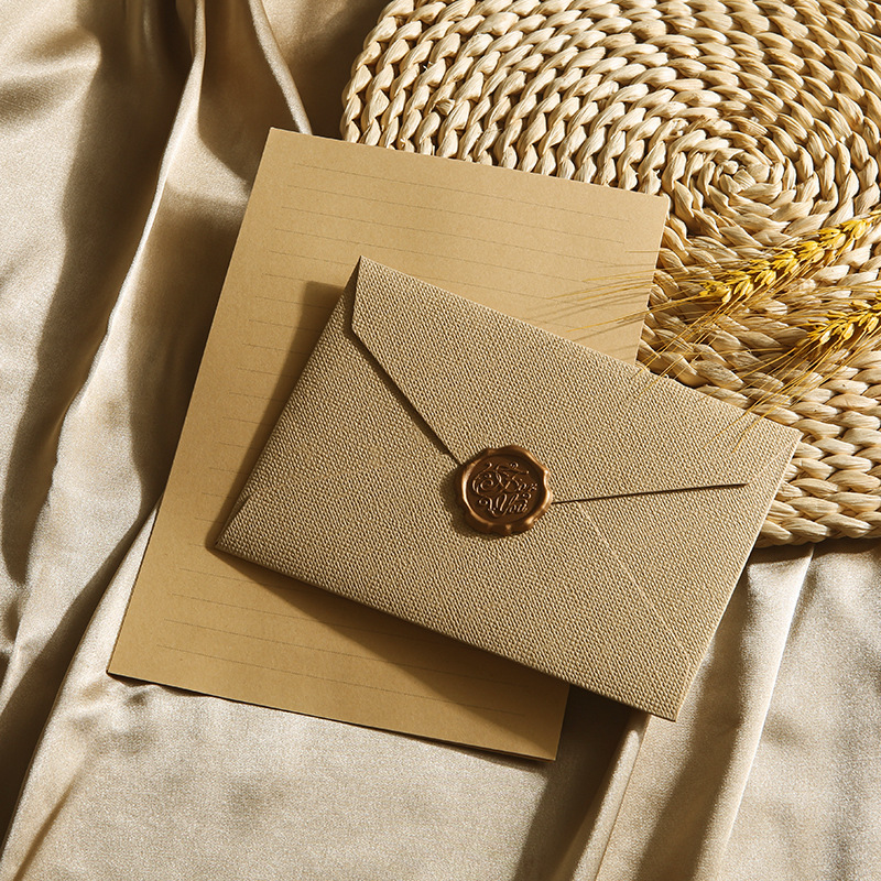 Picture of Letterhead Envelope Set Thickened linen Envelope Handwritten Love Letters for Male Girlfriend to Confess Birthday Greeting Card Exquisite Letterhead