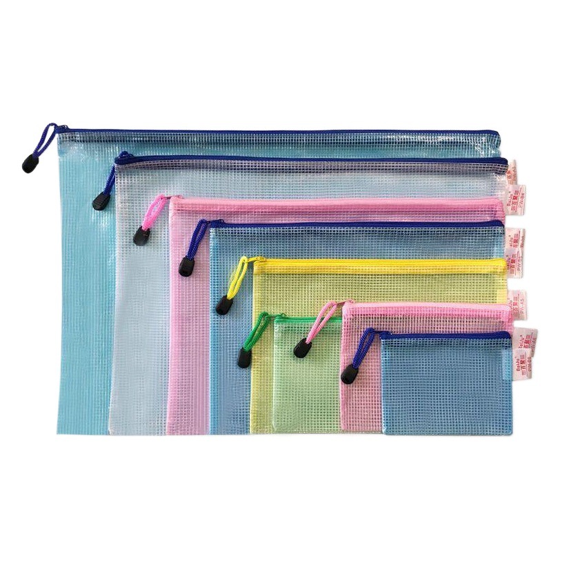 Grid Document Bag A4 Custom Transparent Zipper Bag Large Capacity Thickeneded Information Bag Student Test Paper Stationery Storage Bag