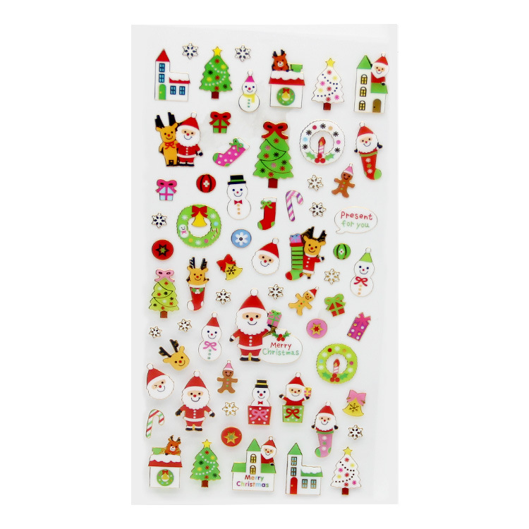 Picture of Spot Wholesale Christmas Stickers DIY Hot Stamping Transparent Decorative Gifts Pvc Cartoon Kidsren Reward Christmas Stickers