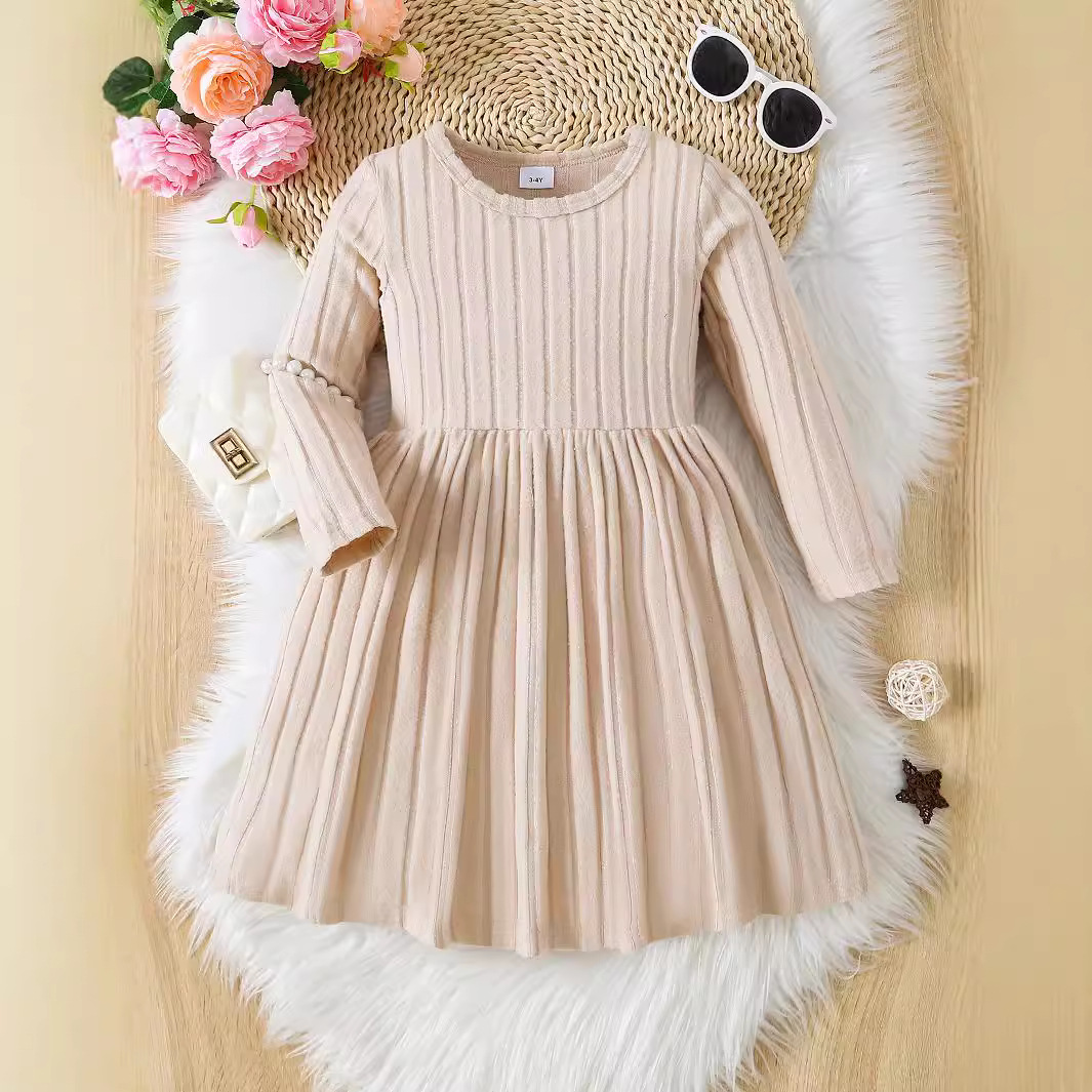 Source manufacturers wholesale girls dress 2024 autumn new baby high-end soft sweater princess skirt