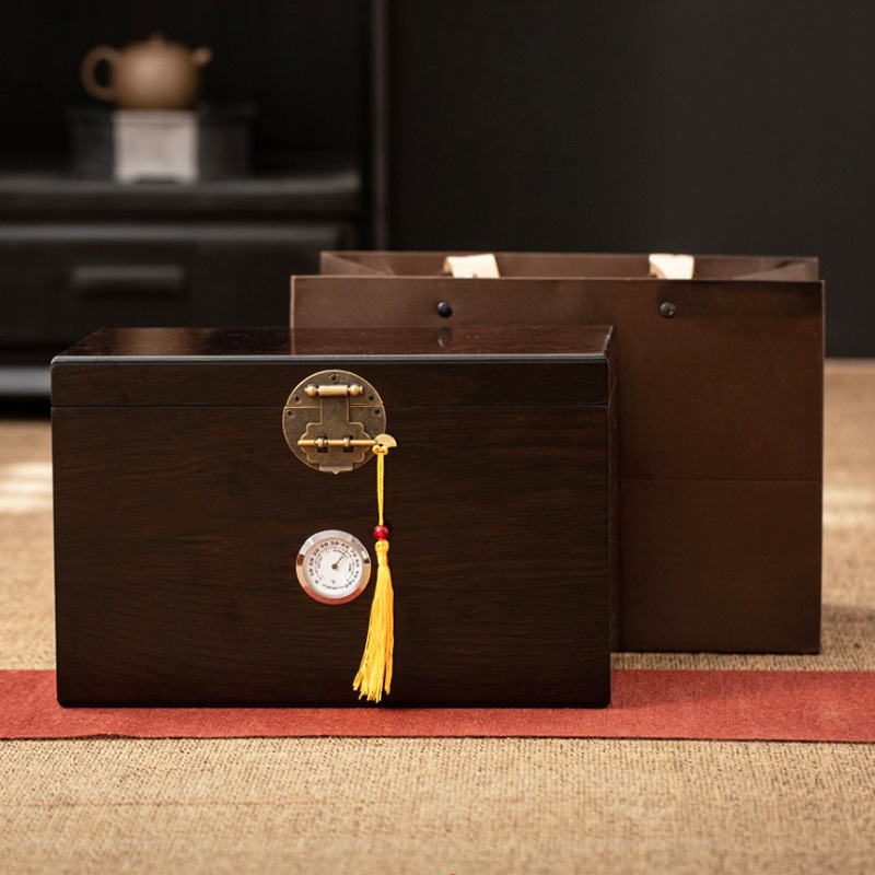 Tea Packaging Ebony Box Old White Tea Pu'Er Gift Box Fuding Pekoe Loose Tea Box Hygrometer Can Be Customized with