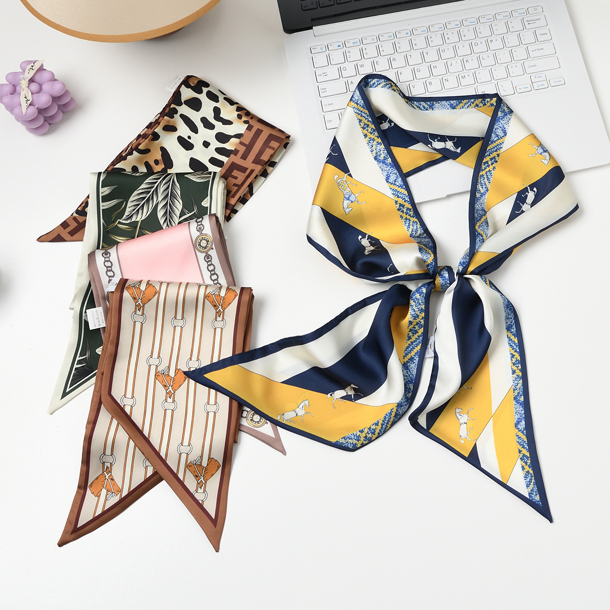 Small Long Silk Scarf for Women, New Summer Style, Versatile Headband, Belt, Scarf, Matchinging Shirt, Spring & Fall Popular Scarf