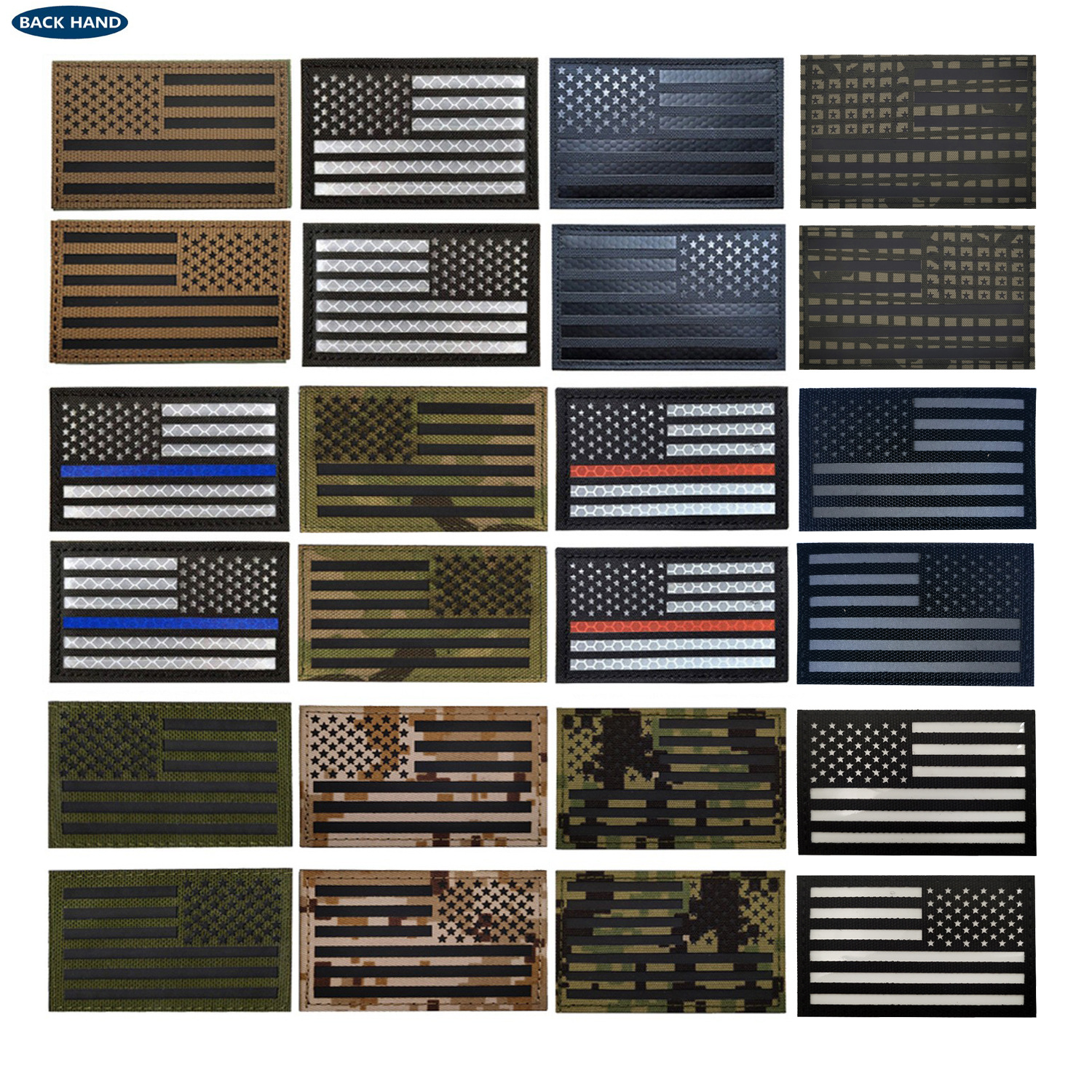 Haike Outdoor Spot Laser Cut American Ir Reflective Tactical Morale Badge Reflective Velcro Strip Flag
