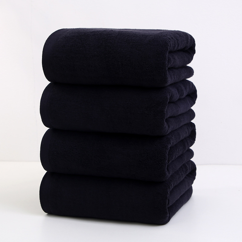Picture of Wholesale cotton black bath towel increase thick beauty absorbent cotton black towel foreign trade black beach towel logo