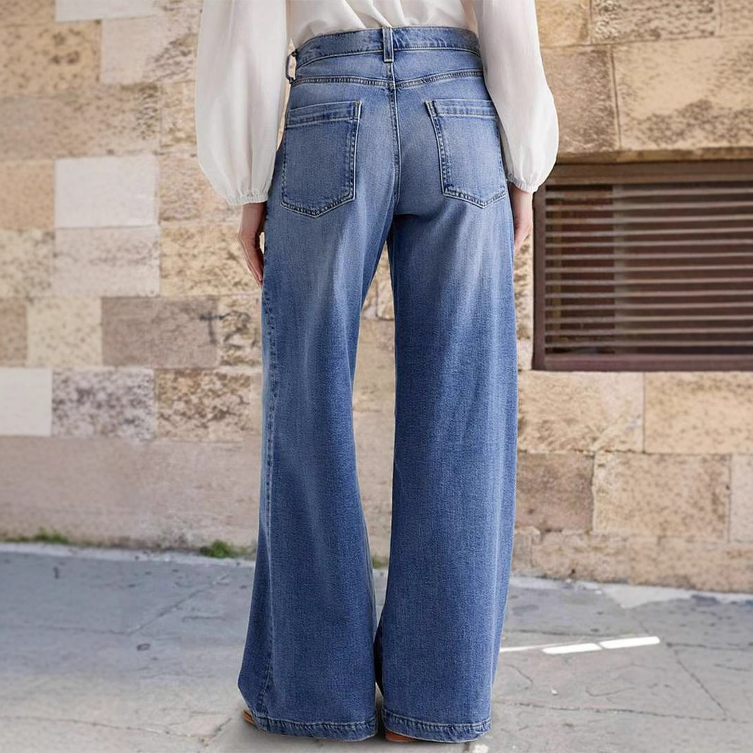 Picture of 2025 Spring New European and American Cross-border Retro Wide-leg Jeans Women's Embroidered Stretch Straight Pants Casual Trousers