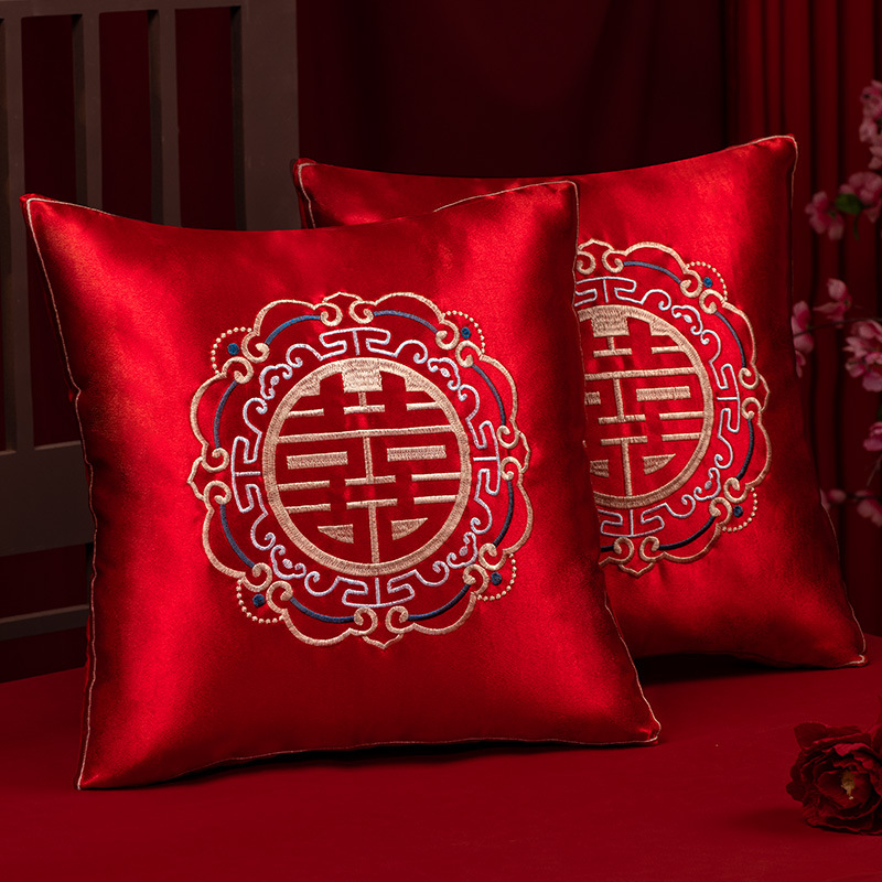Picture of Wedding pillow a pair of red XI-shaped sofa cushion wedding supplies collection wedding room wedding festive wedding pillow