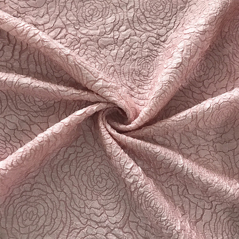 Rose Embossed Bubble Jacquard Fabric Elastic Stereo Texture Pleated Fashion Dress Children's Clothing Lolita Fabric