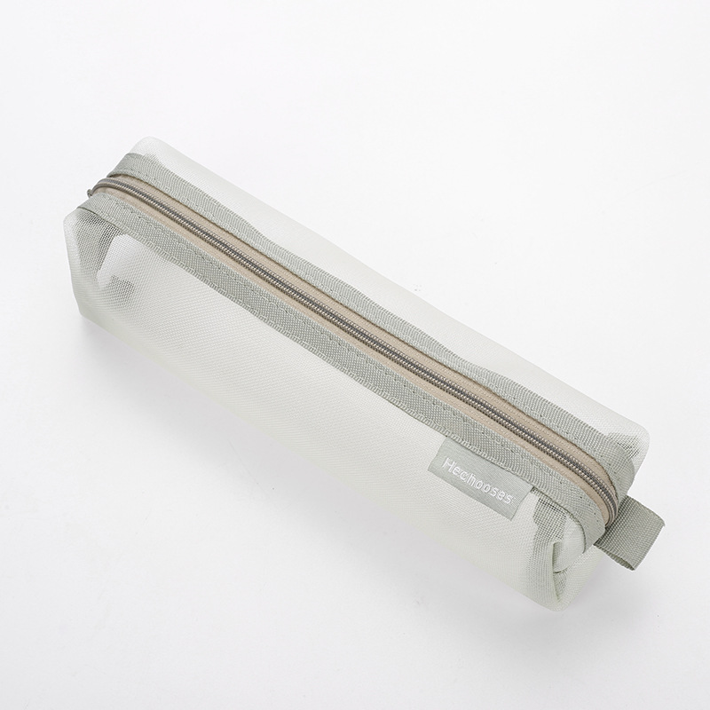 Picture of Thickened square simple transparent mesh pencil case large capacity pencil case student examination stationery bag storage box wholesale