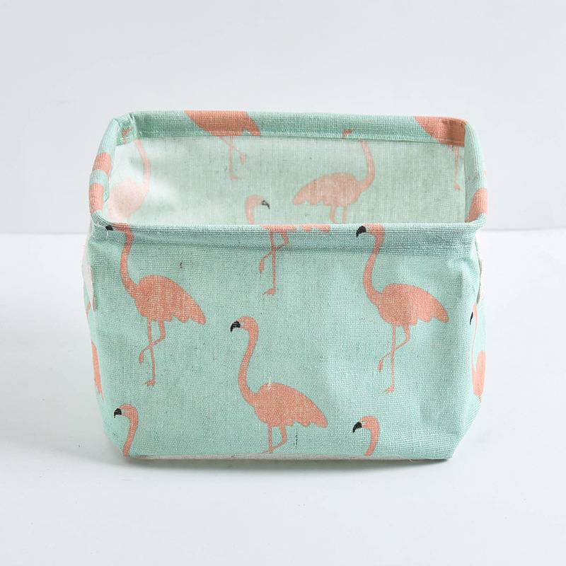 Picture of Fabric with Satchel Printed Cotton and Linen Storage Basket Desktop Miscellaneous Storage Box Cabinet Small Clothing Fabric Storage Basket
