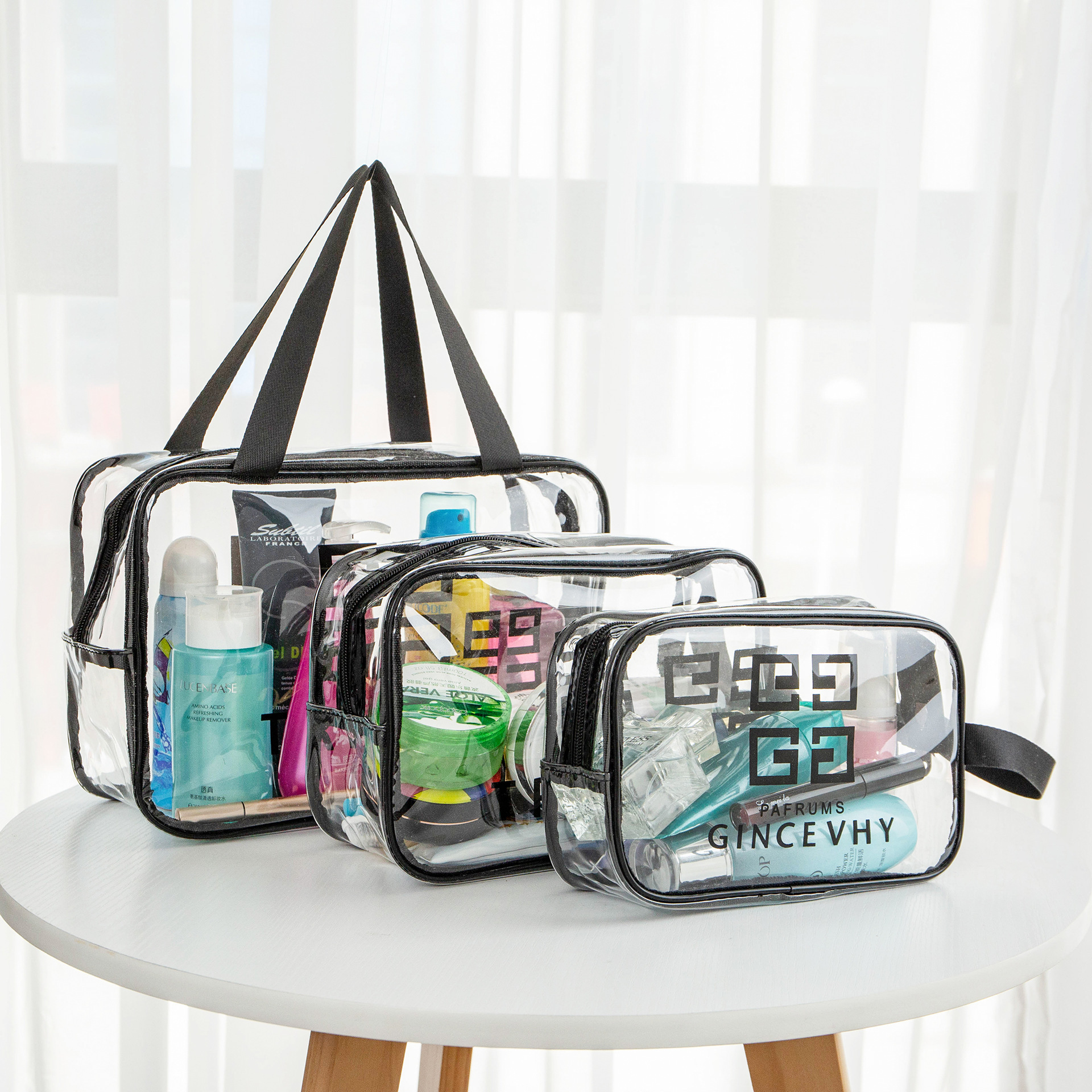 Picture of Pvc Transparent Cosmetic Bag Toiletry Bag Travel Satchel Cosmetics Bag Waterproof Large Capacity Satchel Cosmetic Bag Cosmetics Bag