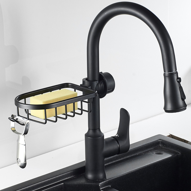 Picture of Kitchen Faucet Storage Rack Punch-free Sink Sponge Drain Rack Household Sink Rag Soap Storage Rack