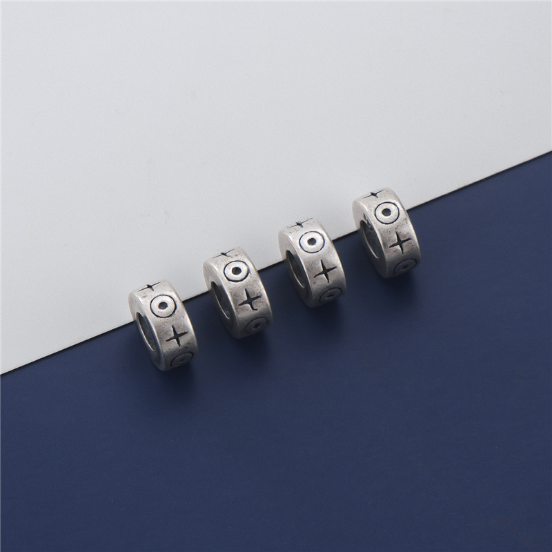 Picture of S925 sterling silver Thai silver vintage Xizang spacer beads large hole wheel beads accessories DIY handmade braided rope bracelet loose beads