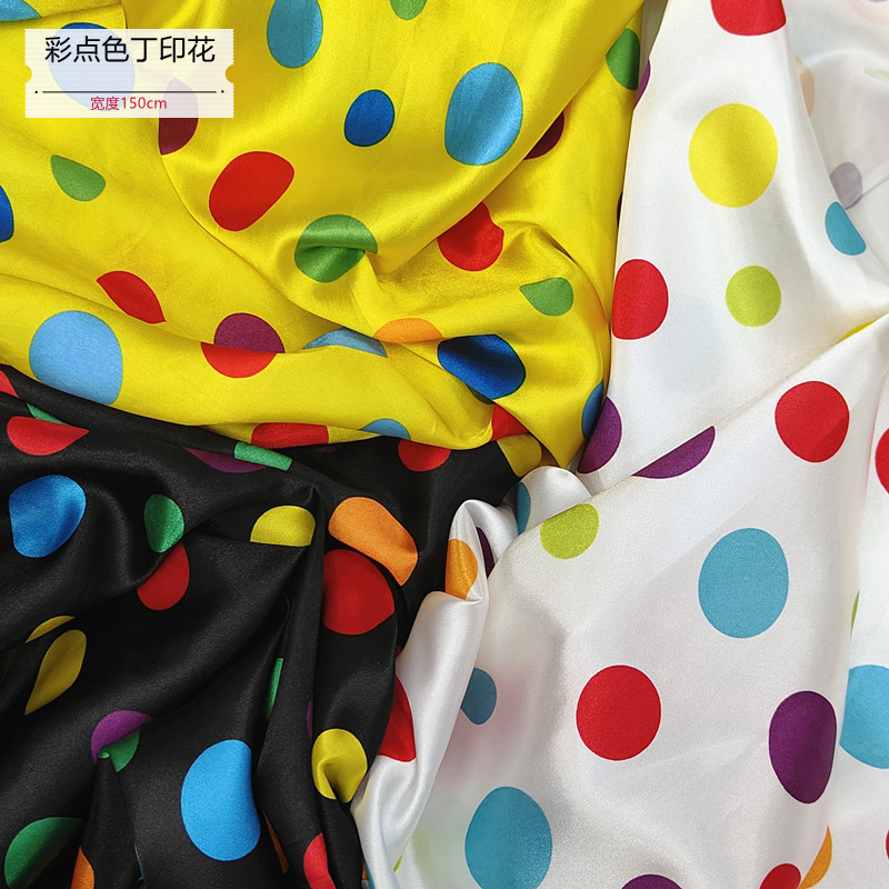 in stock Size Color Dot Print Sade Fabric Dress Bag Lining Ribbon Halloween Christmas Decorative Cloth