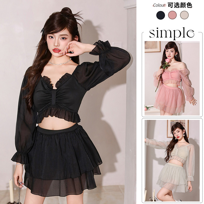 Picture of Two-Piece Swimsuit for Women 2025 Summer New Long-Sleeved Sun Protection Two-Piece Set for Fresh Girls and Students High-End Swimwear