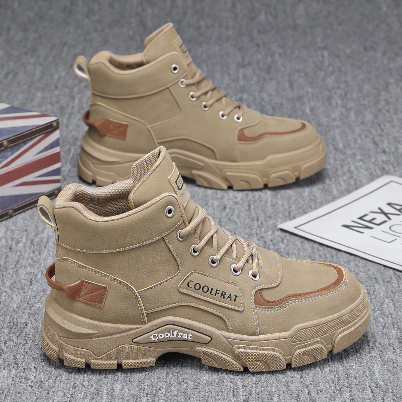 Autumn Men's Shoes New High-Top Martin Boots Men's Trendy Versatile Thick-Soled Work Shoes Casual Short Boots Labor Protection Shoes for Men