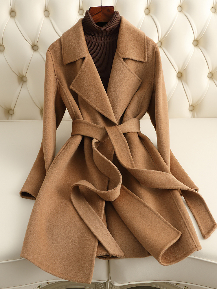 Picture of 2025 New Autumn and Winter Small Double-Sided Cashmere Outwear Women's Mid-Length Slim Woolen Outwear Small Fragrance Wholesale