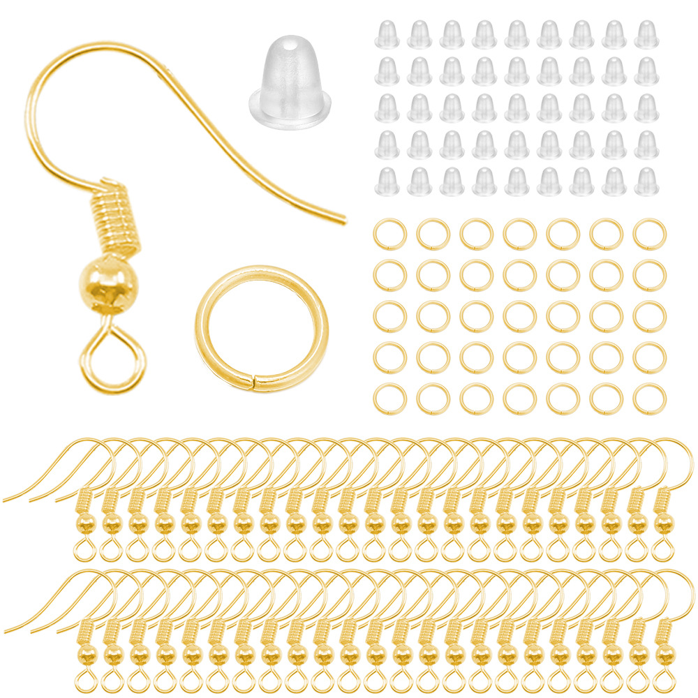 Picture of Diy jewelry accessories ear hook single ring earplug suit 4mm single ring big ear hook 4mm small size ear plug 100