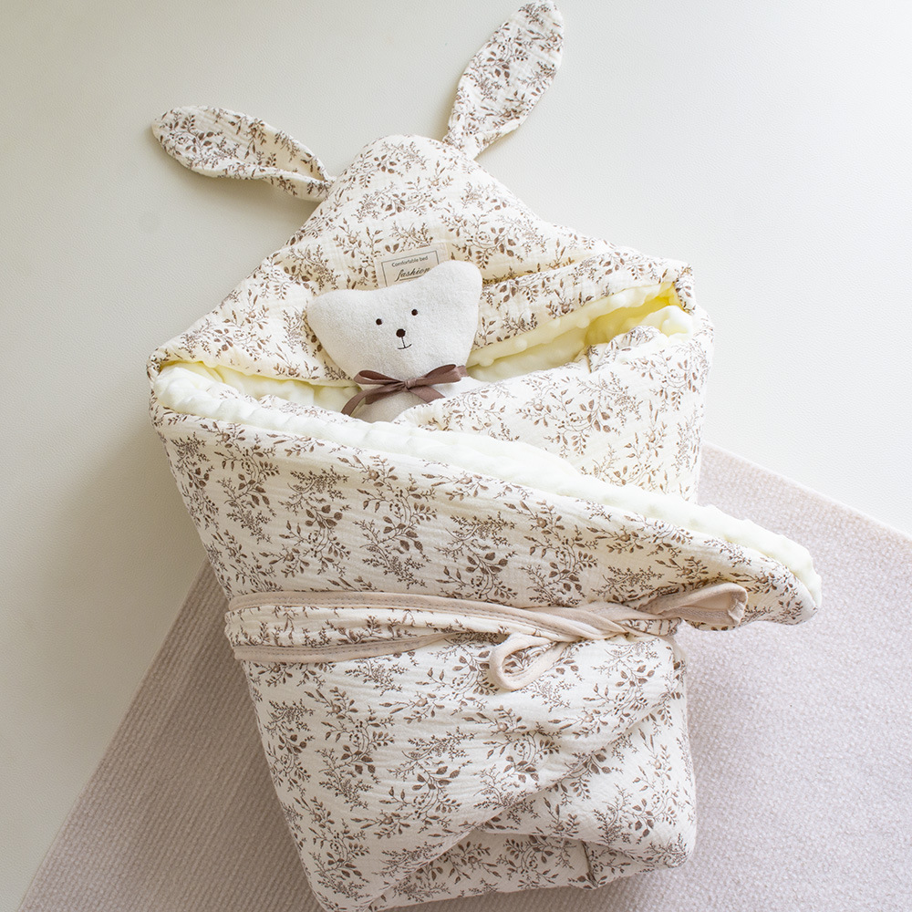 Picture of Autumn and Winter Cotton Baby's Ear Coated Cotton Cartoon Printing Newborn Birth Room Bean Blanket Thickened Cushion