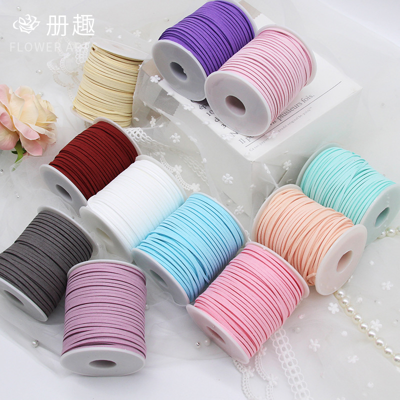 Imitation Korean deerskin velvet rope card lanyard flower shop bouquet ribbon gift tie rope floral packaging DIY bow