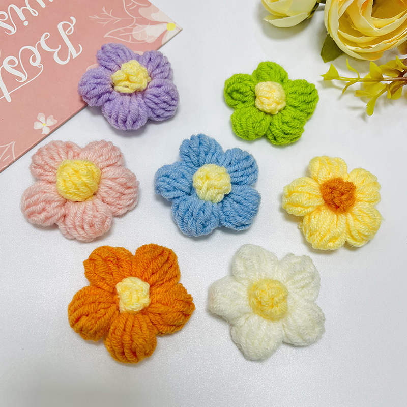 Picture of DIY Hand-Woven Wool Flowers Milk Cotton Crocheted Puff Flowers Ready-Made Clothing Accessories Accessories Manufacturer Wholesale