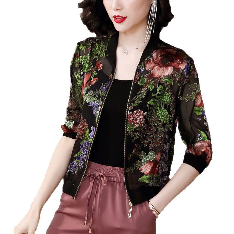 Picture of Chiffon Long Sleeve Coat Women's Baseball Suit 2025 Summer New Anti-ultraviolet plus size All-match Short Sunscreen Women