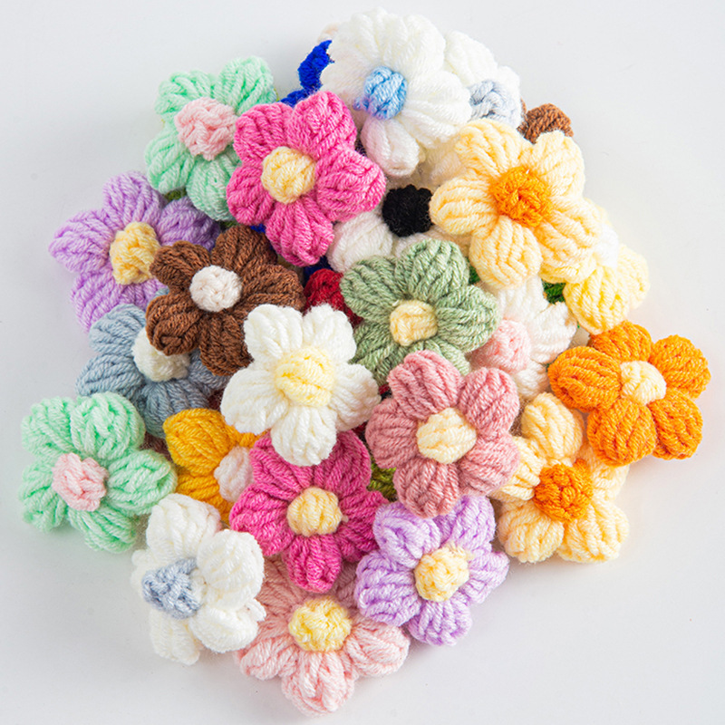 Picture of DIY Hand-Woven Wool Flowers Milk Cotton Crocheted Puff Flowers Ready-Made Clothing Accessories Accessories Manufacturer Wholesale