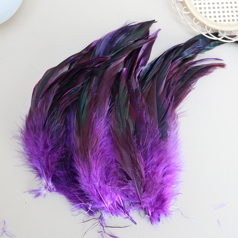 Picture of in stock 50 6-8 inch natural purple swimming feather chicken feather diy handmade accessories shooting props clothing accessories
