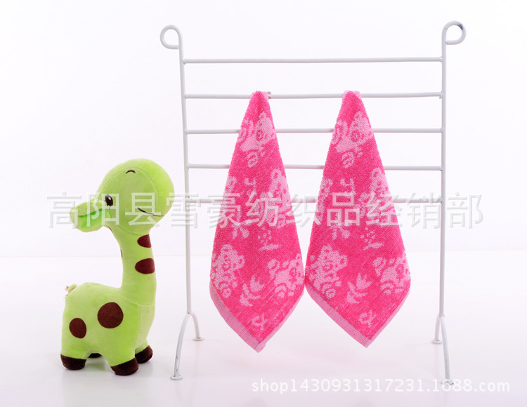 Picture of Manufacturer Wholesale Children's Jacquard Small Square Towels 25.25 Cotton Towels Baby Cartoon Pattern Saliva Towels Soft Floral Design