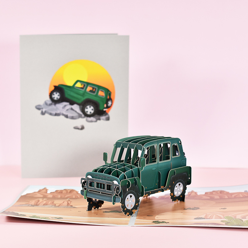 New creative three-dimensional greeting card off-road vehicle model cross-border Amazon birthday holiday universal blessing card