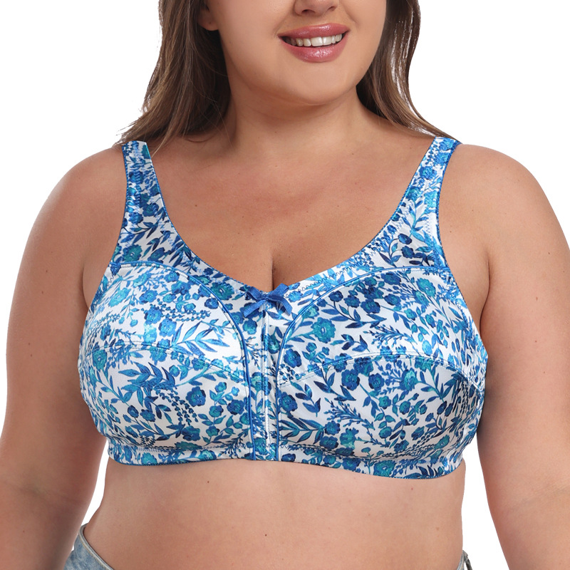Printed leopard print no steel ring full cup ultra-thin cup no sponge foreign trade large size bra fat MM underwear 85B-125G