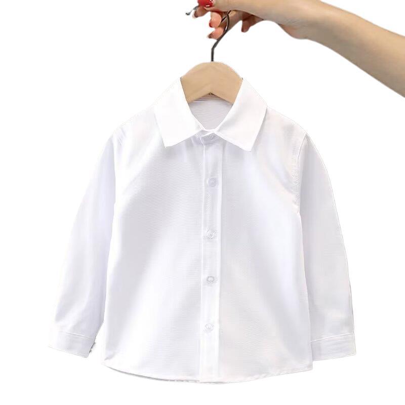 Picture of Children's White Shirt for Boys 2025 New Long-Sleeved Spring and Autumn New Style Primary School Uniform for Older Girls White Shirt