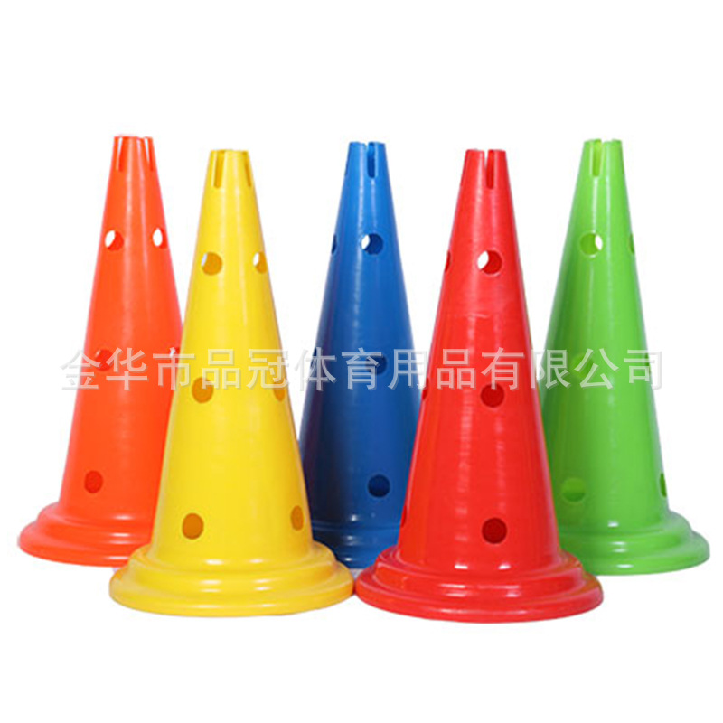 50cm Sign Bucket with Round Bottom and Hole Windproof Sign Object Obstacle Ice Cream Bucket Football Training Multi-Functional Conical Bucket