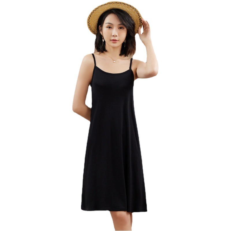 2025 New Modal Sling dress Women's Summer Inner Base Black Vest Long Dress Spring and Autumn Dress