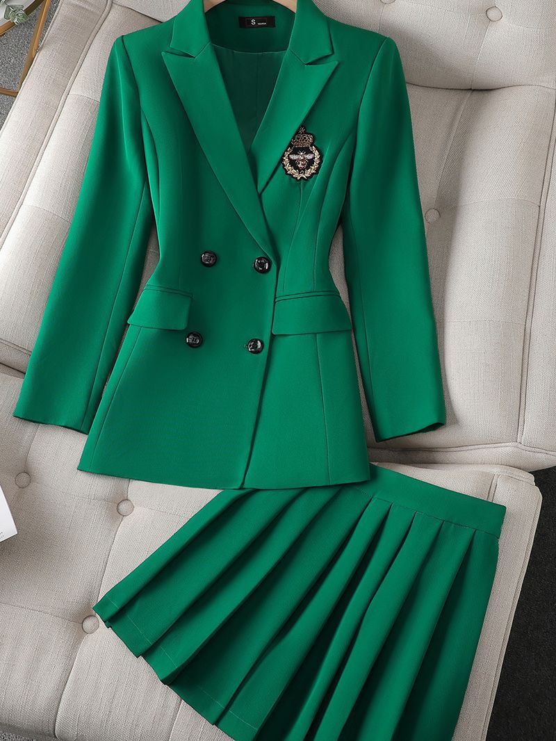 Picture of Cross-border Green Suit Pleated Skirt suit Women's Autumn New Autumn Coat Women's Elegant High-end JK Small Suit
