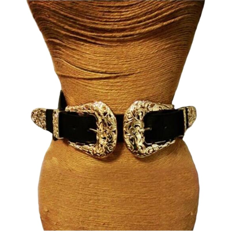 New European and American retro exaggerated sexy temperament domineering hollow elastic waist belt waist chain